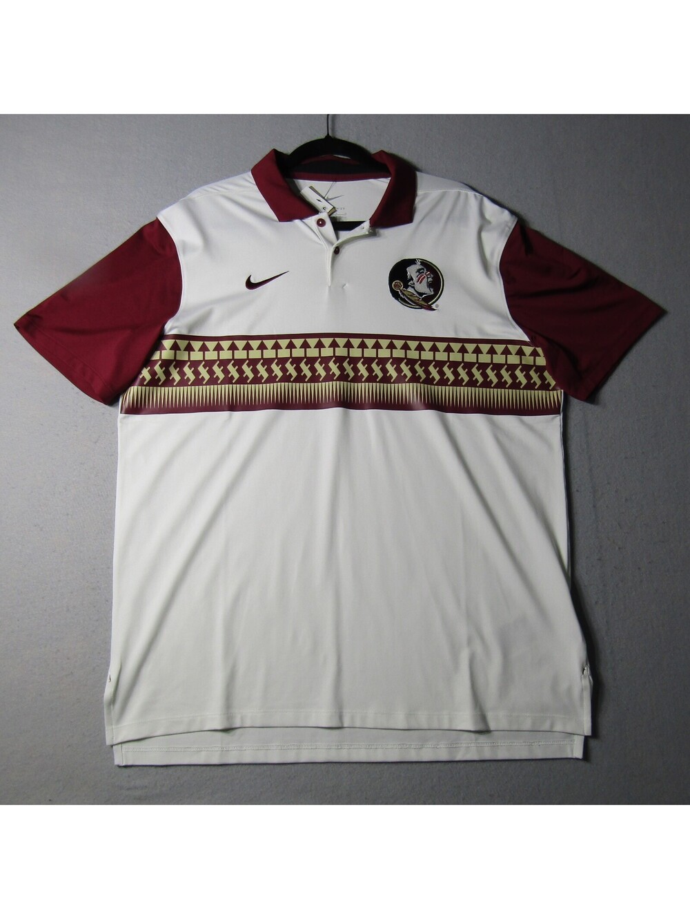 NWT Nike Florida State Seminoles Polo Shirt Men's L White Maroon
